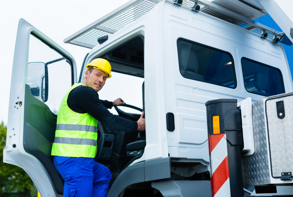 truck driver in his white truck