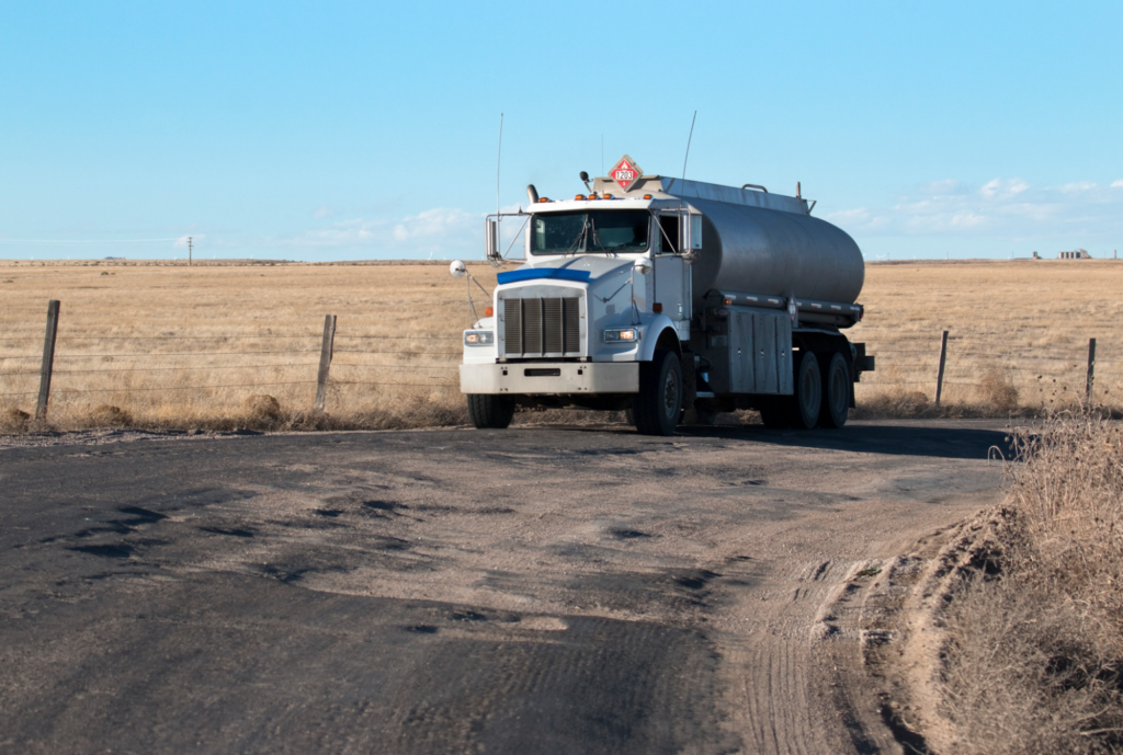 liquid truck on a desert