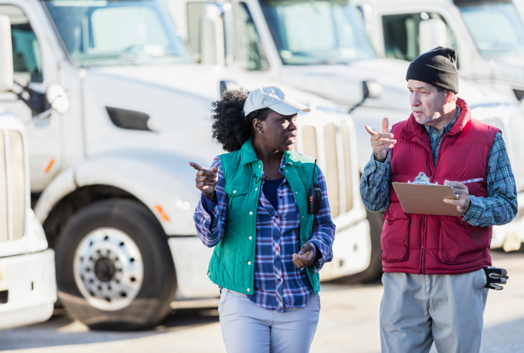 two truck owner operators having conversation