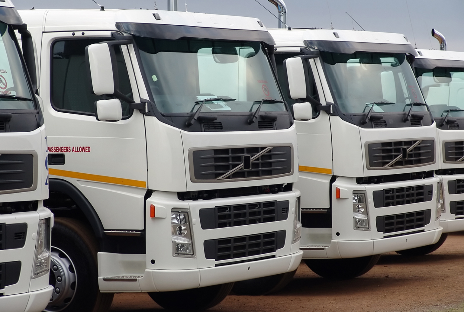 white private fleet trucks lined up