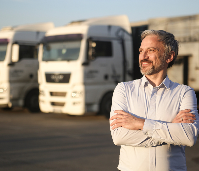 truck company business owner smiling