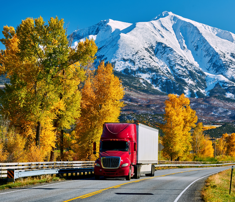 truck driving up the mountain