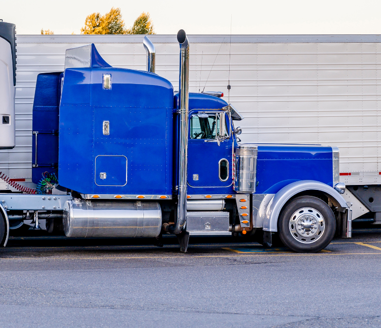 big rig blue semi truck