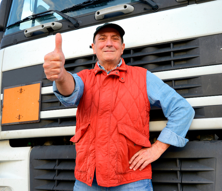 truck driver thumb up