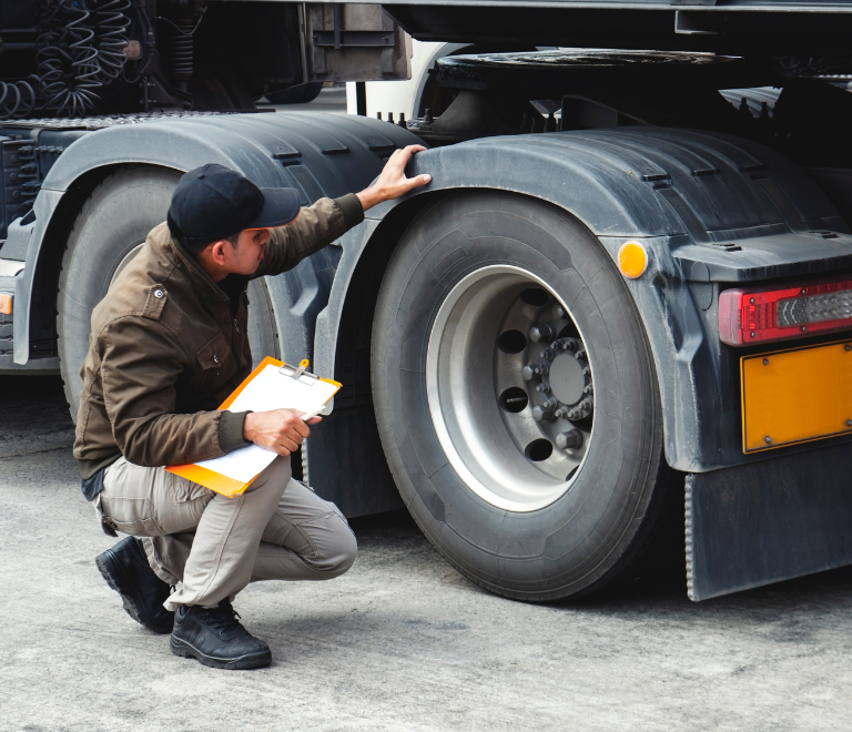 truck driver inspect the truck