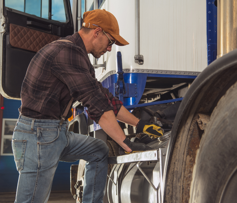 checking truck fuel tank