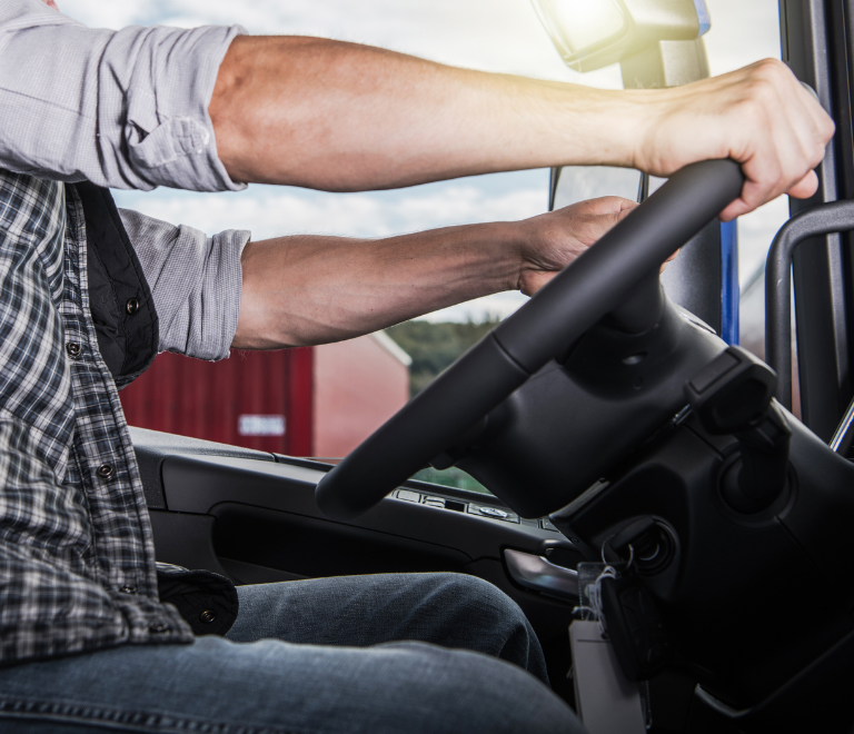 truck driver holding a steering wheel