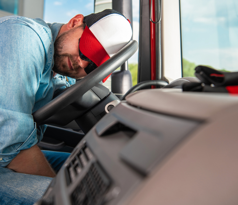 exhausted truck driver