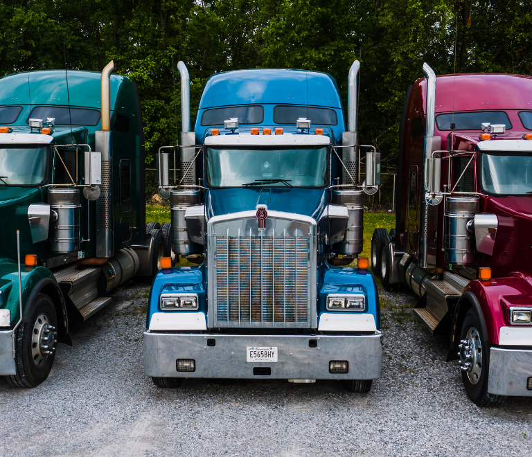 semi trucks lined up